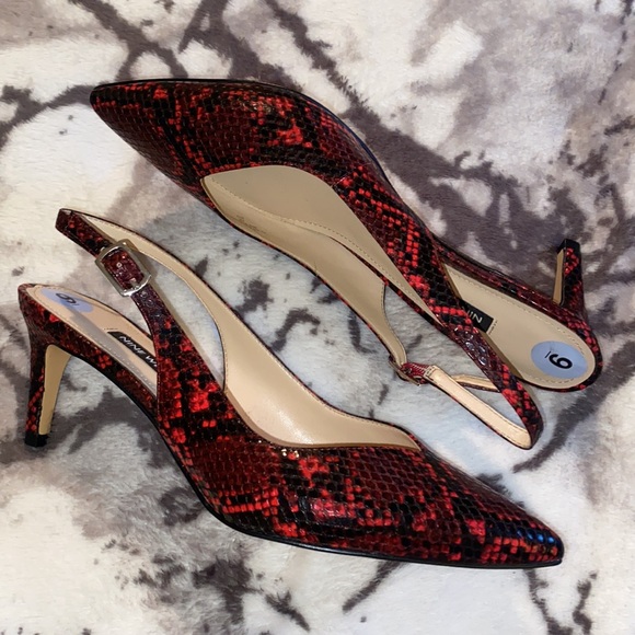 Nine West Red Snakeskin Heels - Picture 4 of 6